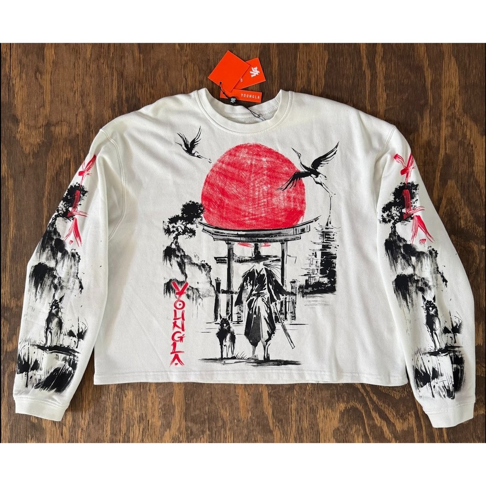YoungLA 822 Bushido Samurai Graphic Long Sleeve Shirt Men's L NWT